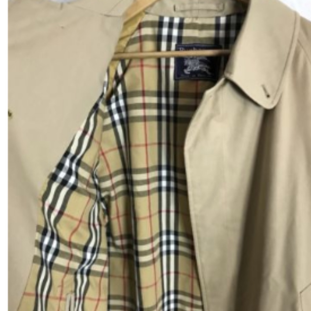 Vtg Womens BURBERRY Beige Trench Coat Rain Jacket